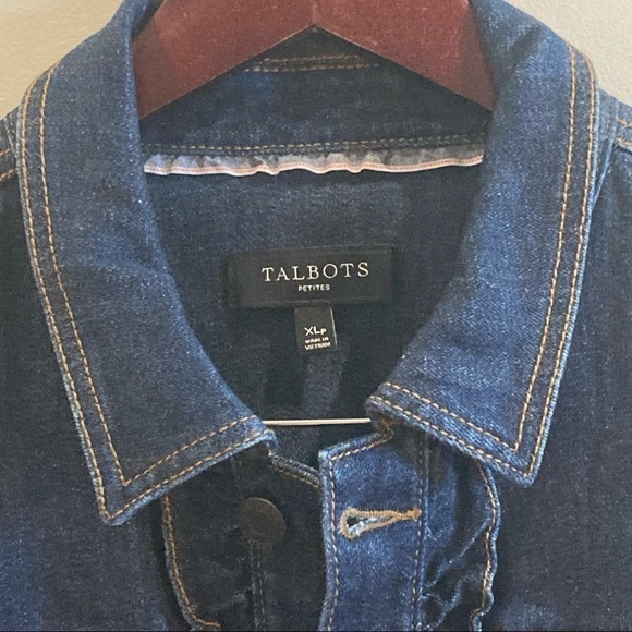 TALBOTS Sz XLP Denim Jean Jacket  With Front Pockets & Button Line Rufflels - Picture 2 of 13